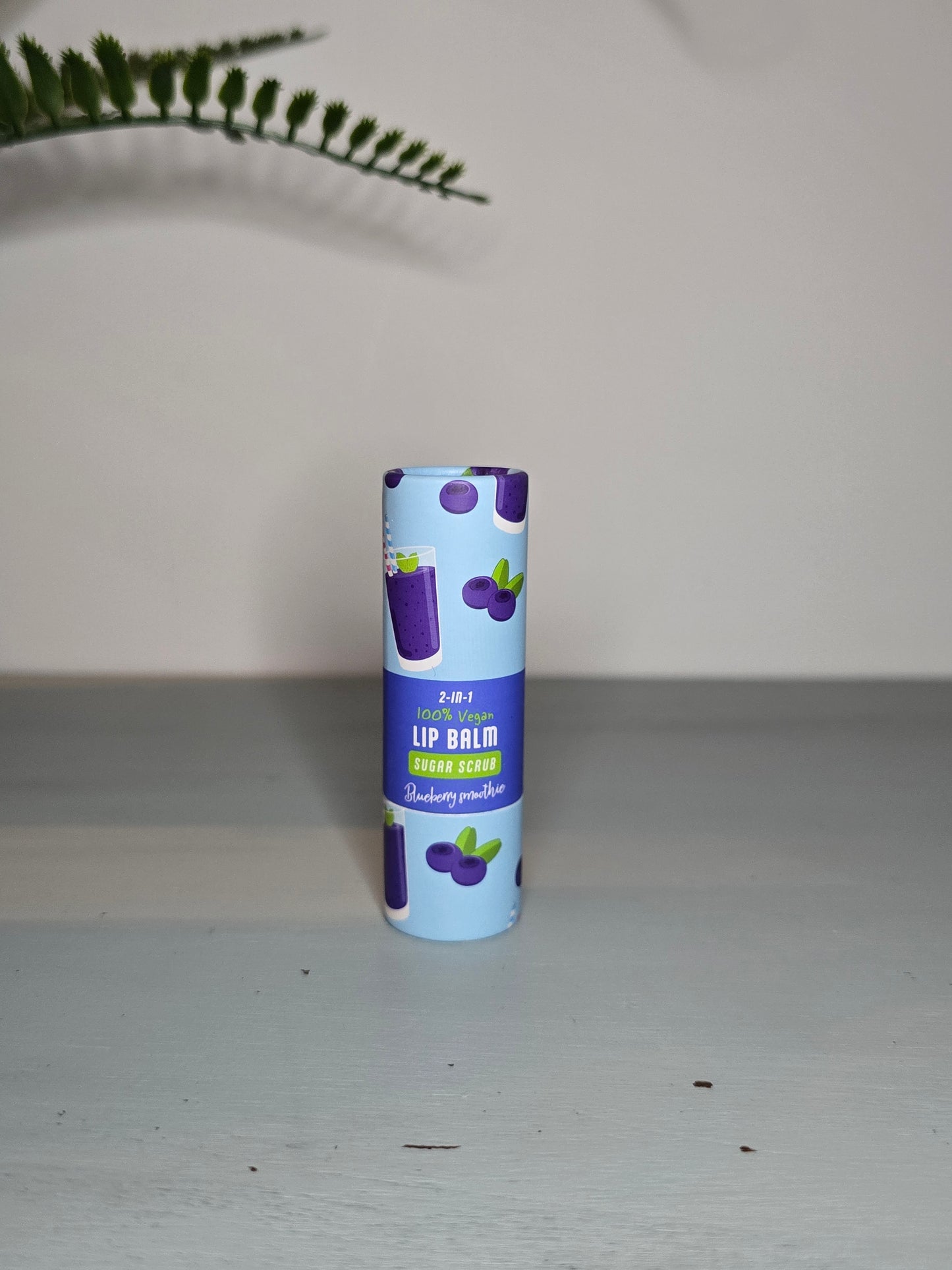 Baume Exfoliant 2 en 1 - Scrub Sucré & Baume à Lèvres 100% Vegan - Smoothie à la Myrtille