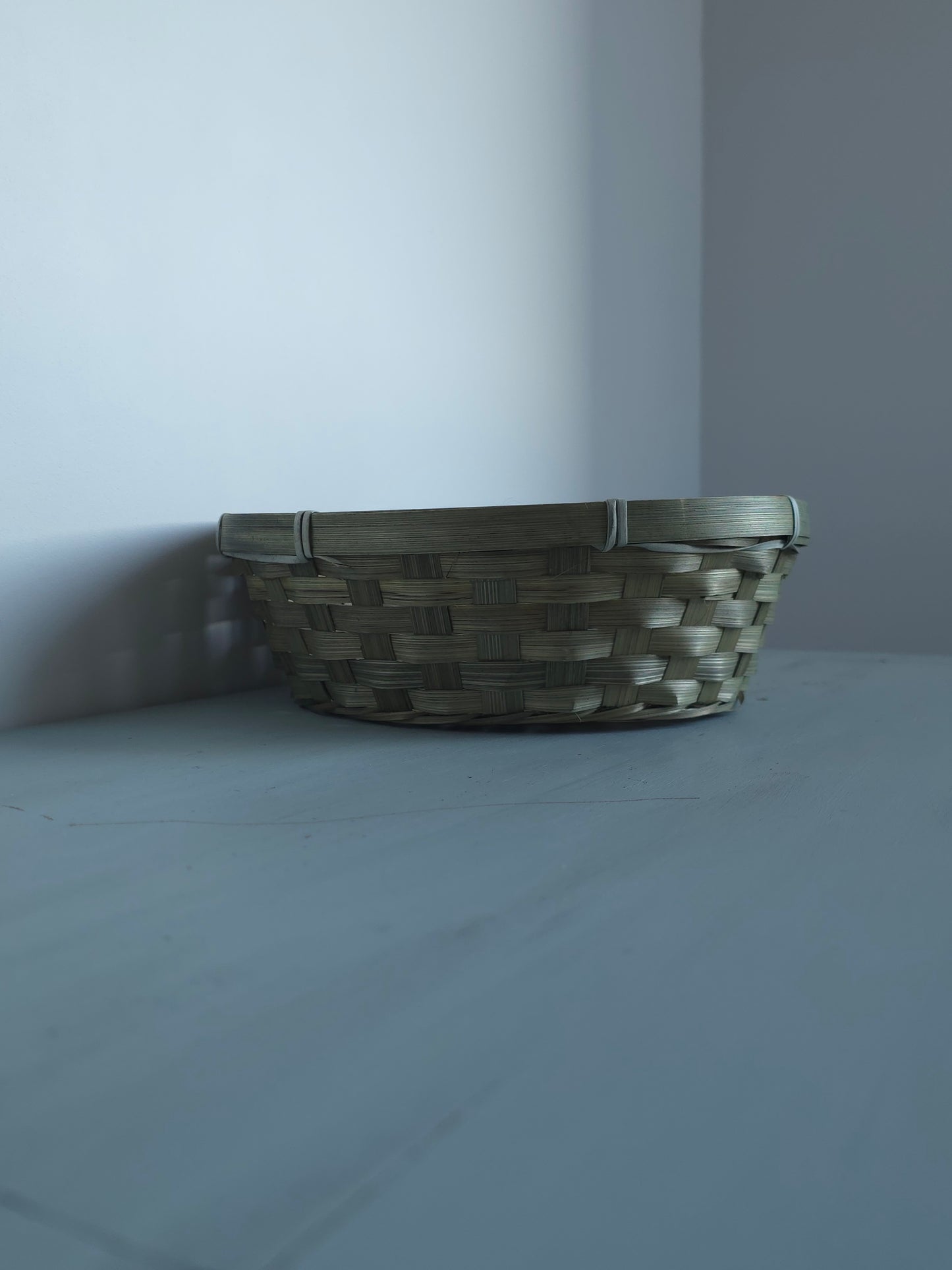 Panier en Bambou Gris/Vert - 25 x 7 cm