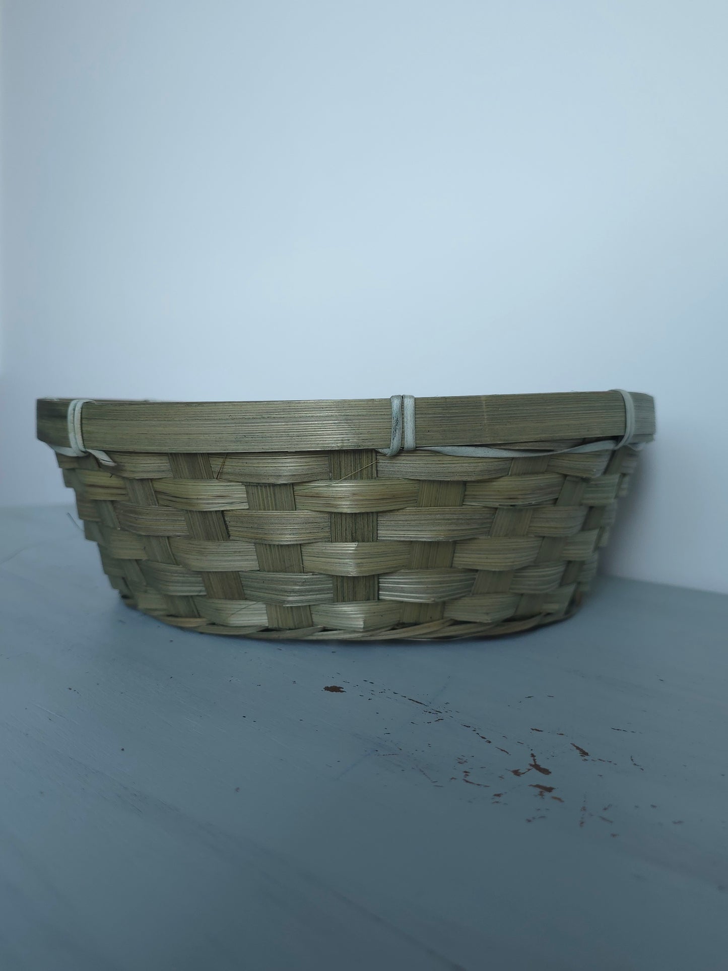 Panier en Bambou Gris/Vert - 25 x 7 cm