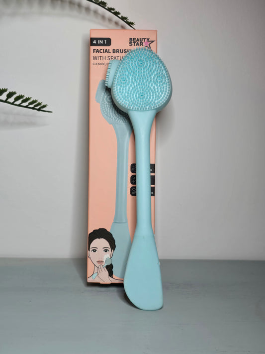 Brosse Faciale 4 en 1 avec Spatule - Nettoyage, Exfoliation & Application