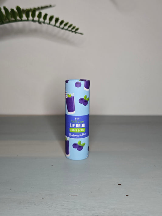 Baume Exfoliant 2 en 1 - Scrub Sucré & Baume à Lèvres 100% Vegan - Smoothie à la Myrtille