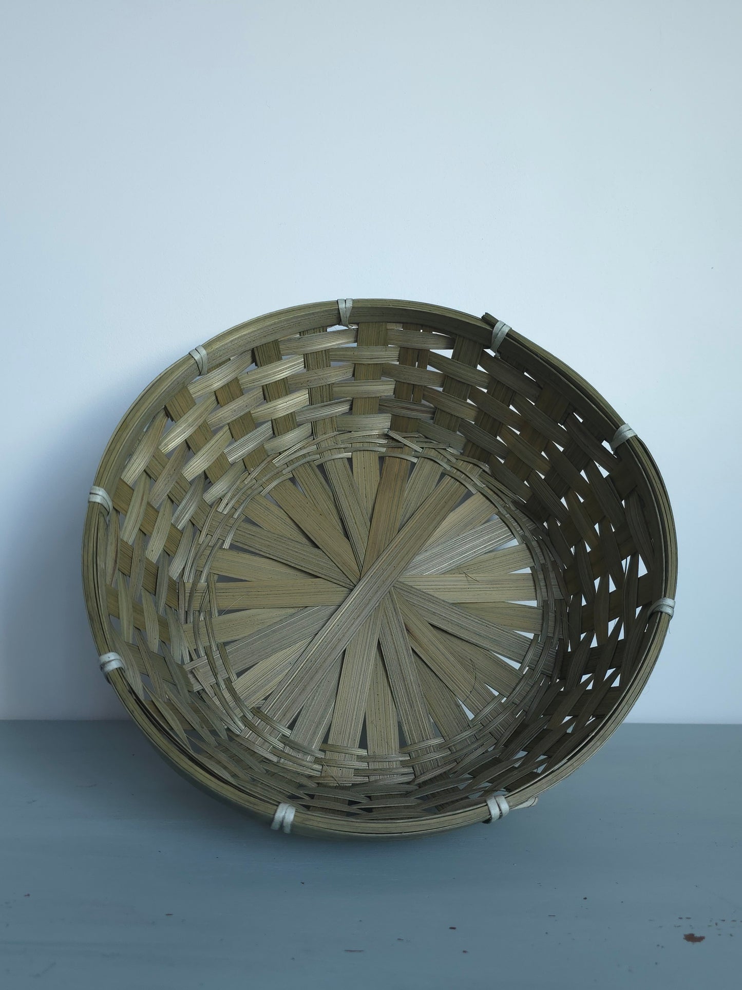 Panier en Bambou Gris/Vert - 25 x 7 cm